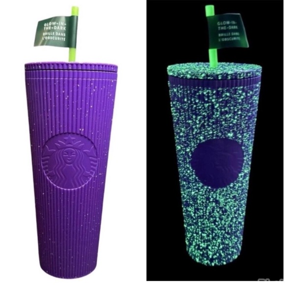 Starbucks Accessories - Starbucks 2024 Purple Pleated Speckled GLOW in the DARK Halloween Tumbler